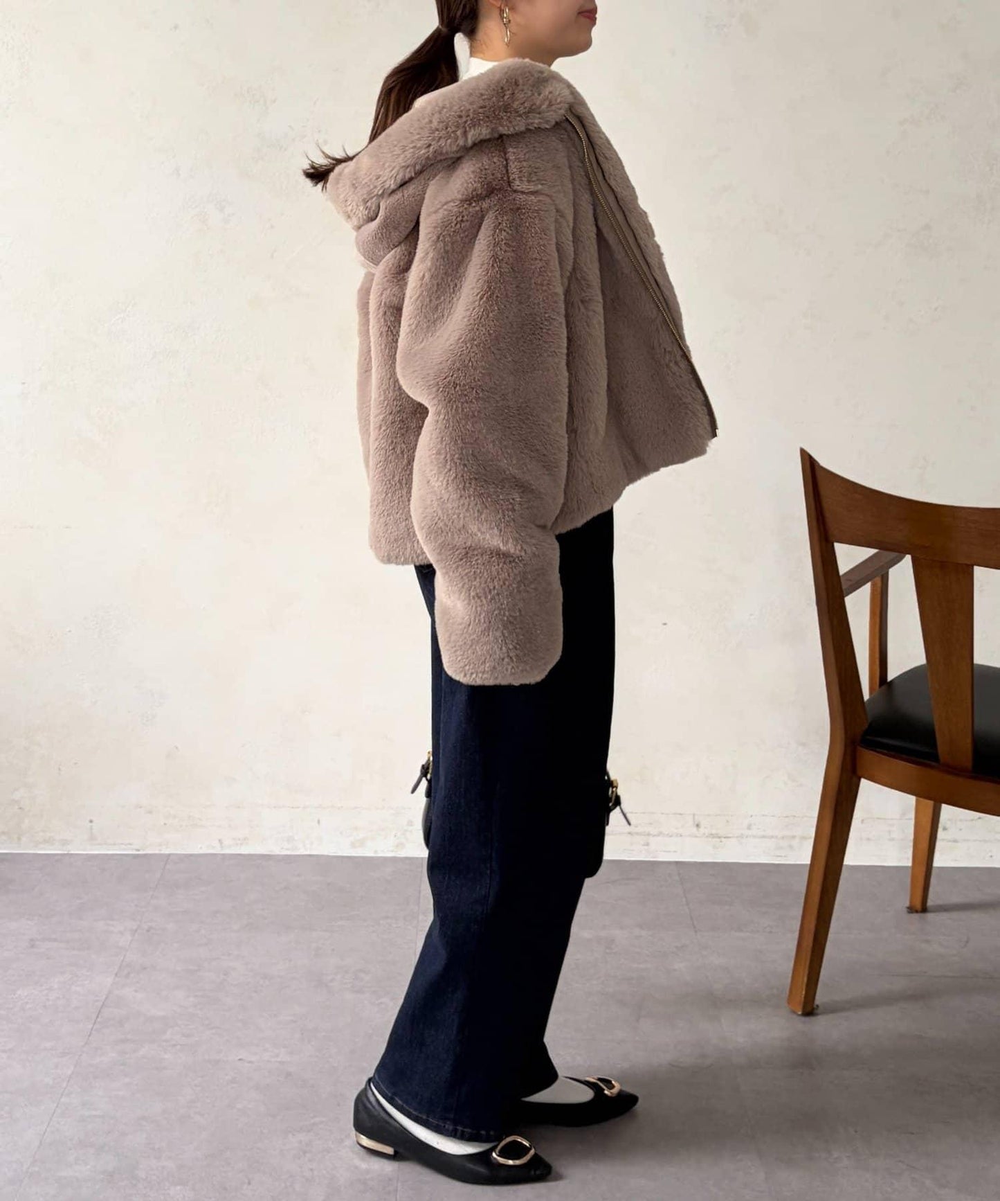 仿皮草拼接羊羔絨夾克