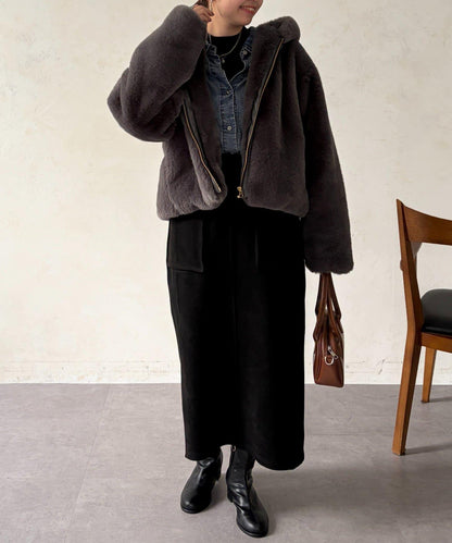 仿皮草拼接羊羔絨夾克