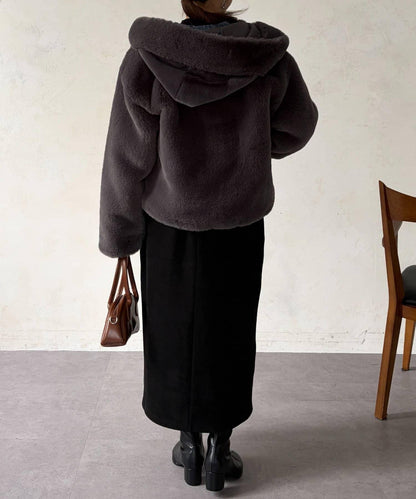 仿皮草拼接羊羔絨夾克