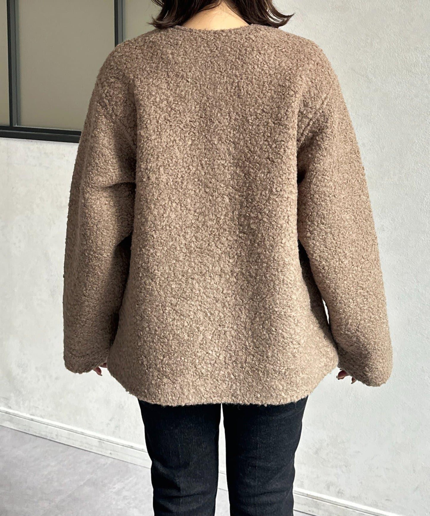 金色紐扣無領羊羔絨夾克