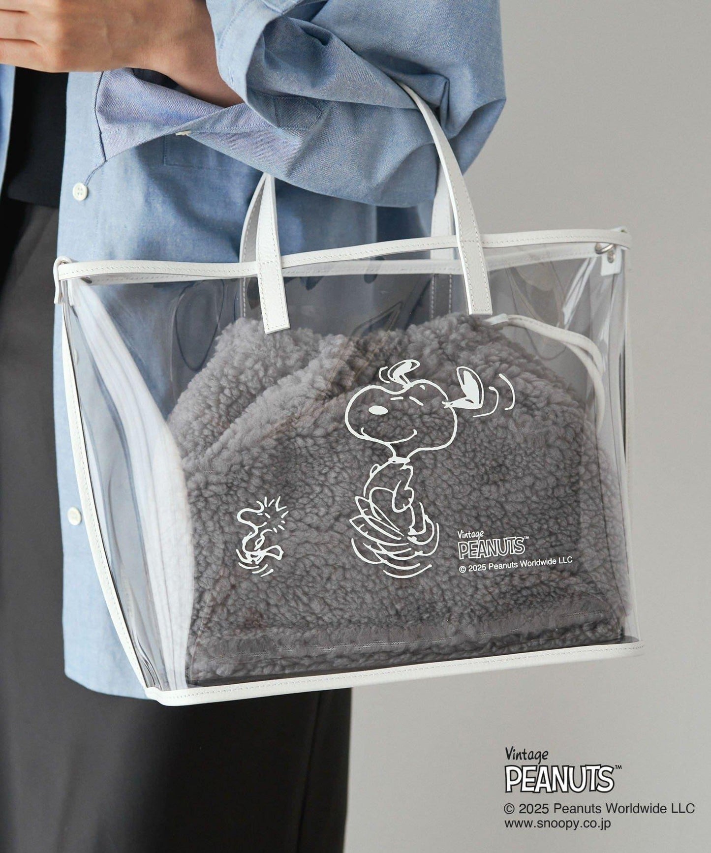 【《PEANUTS》×russet聯名第三彈】透明托特包×束口袋套裝包