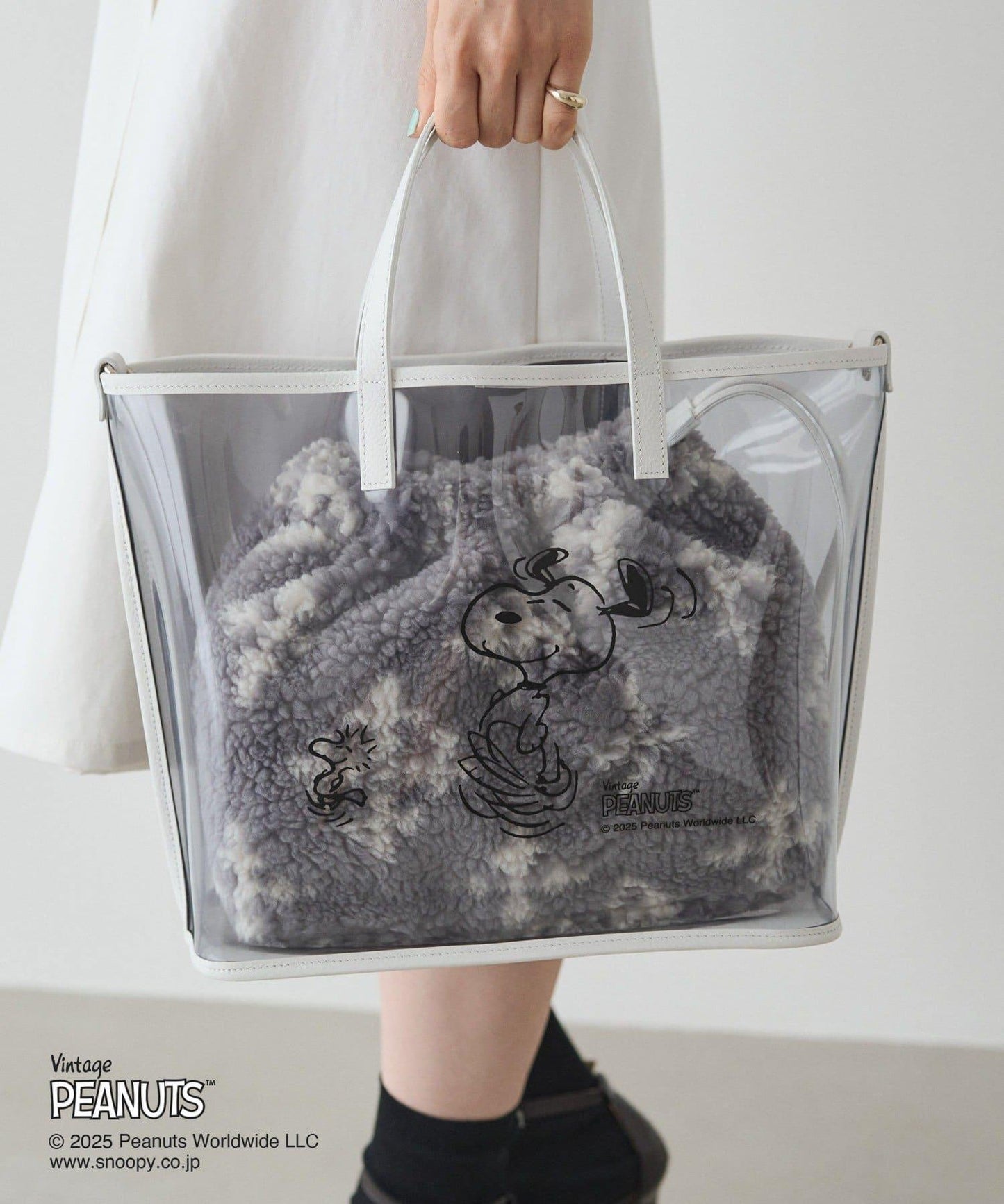 【《PEANUTS》×russet聯名第三彈】透明托特包×束口袋套裝包