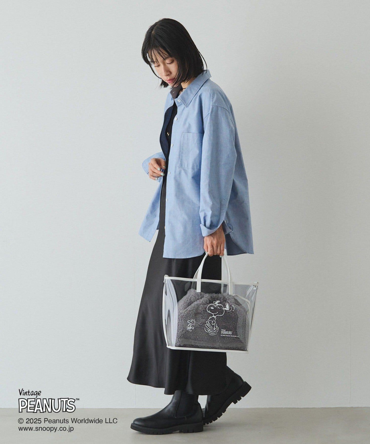 【《PEANUTS》×russet聯名第三彈】透明托特包×束口袋套裝包