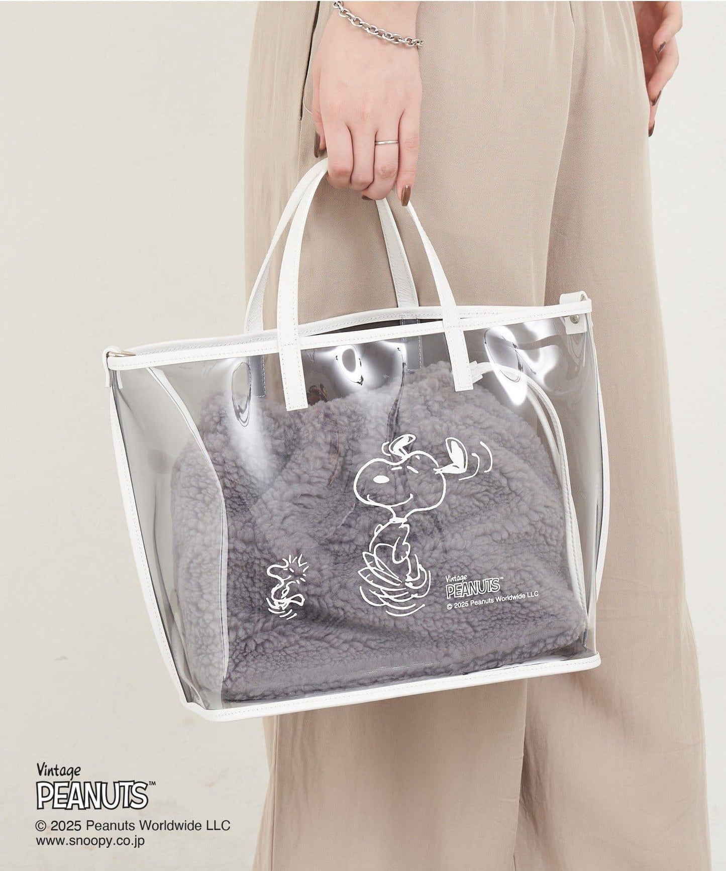 【《PEANUTS》×russet聯名第三彈】透明托特包×束口袋套裝包