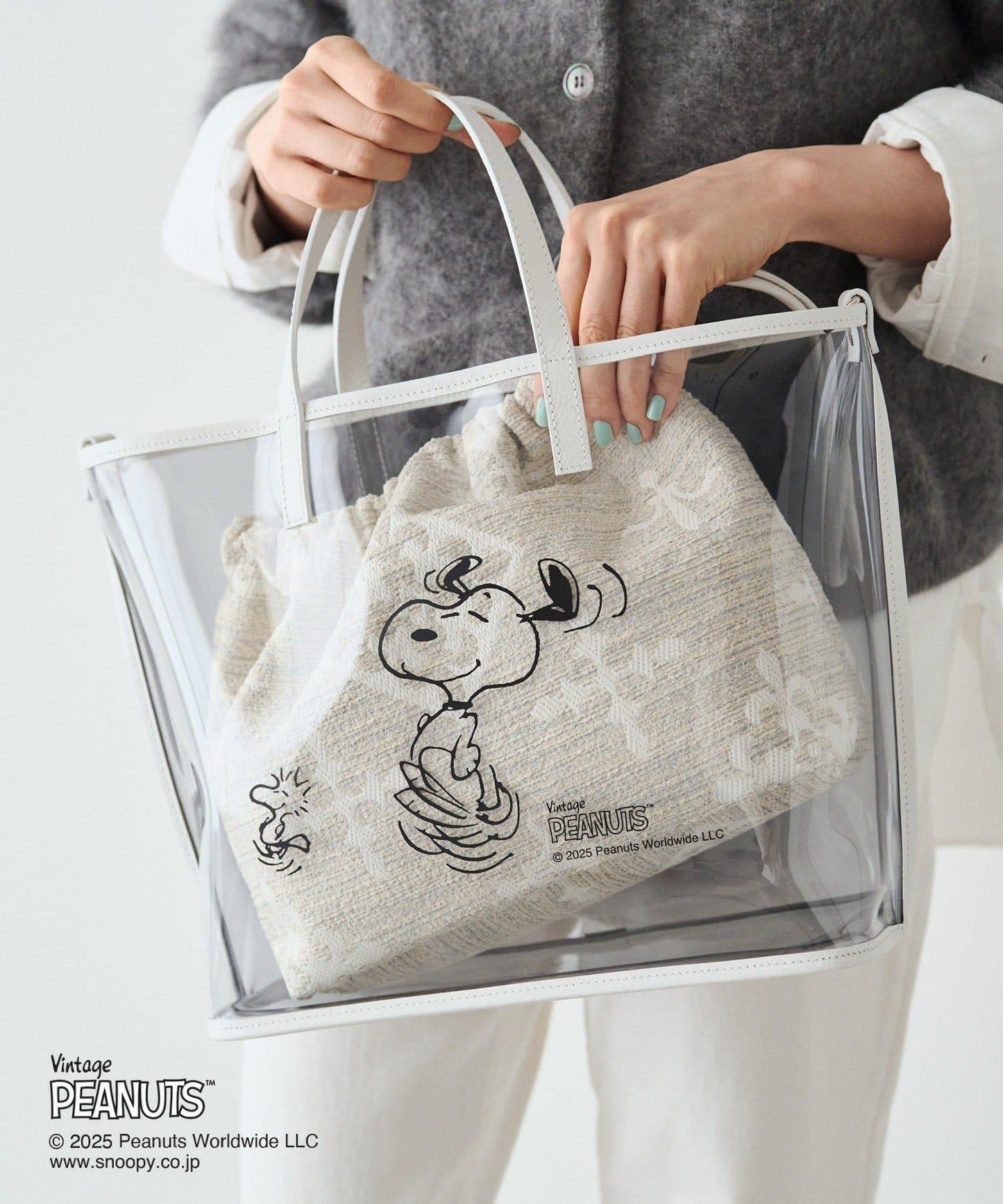 【《PEANUTS》×russet聯名第三彈】透明托特包×束口袋套裝包