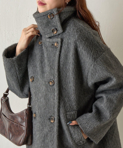 毛邊立領大衣