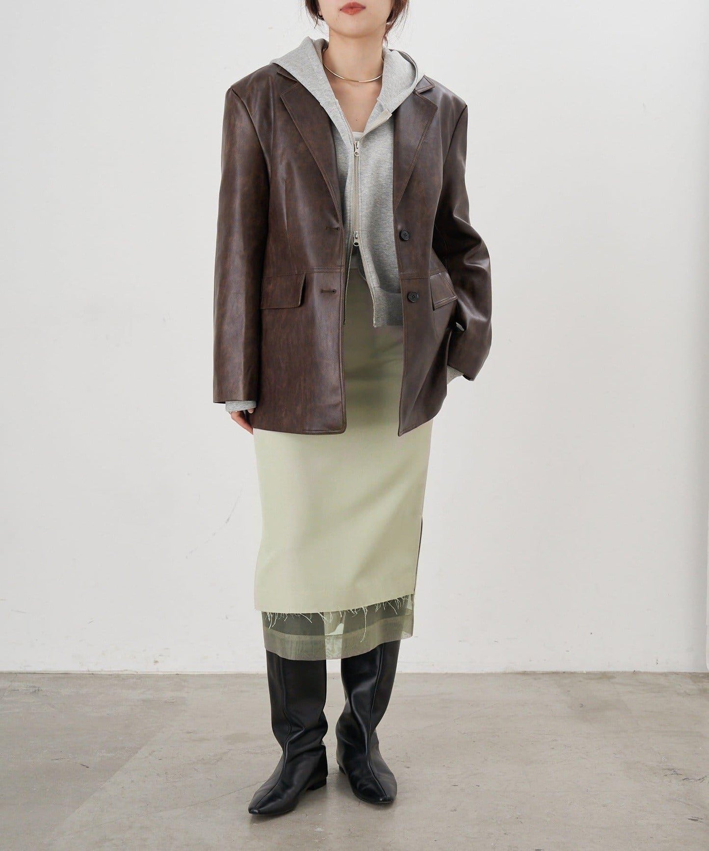 【26SS】皮革西裝外套