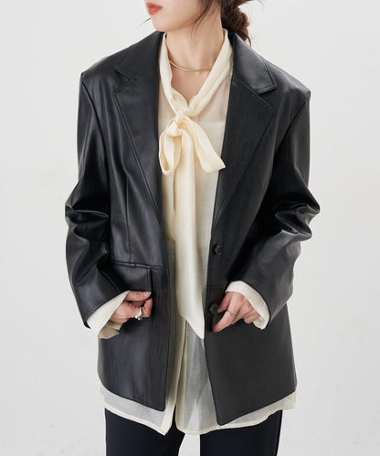 【26SS】皮革西裝外套