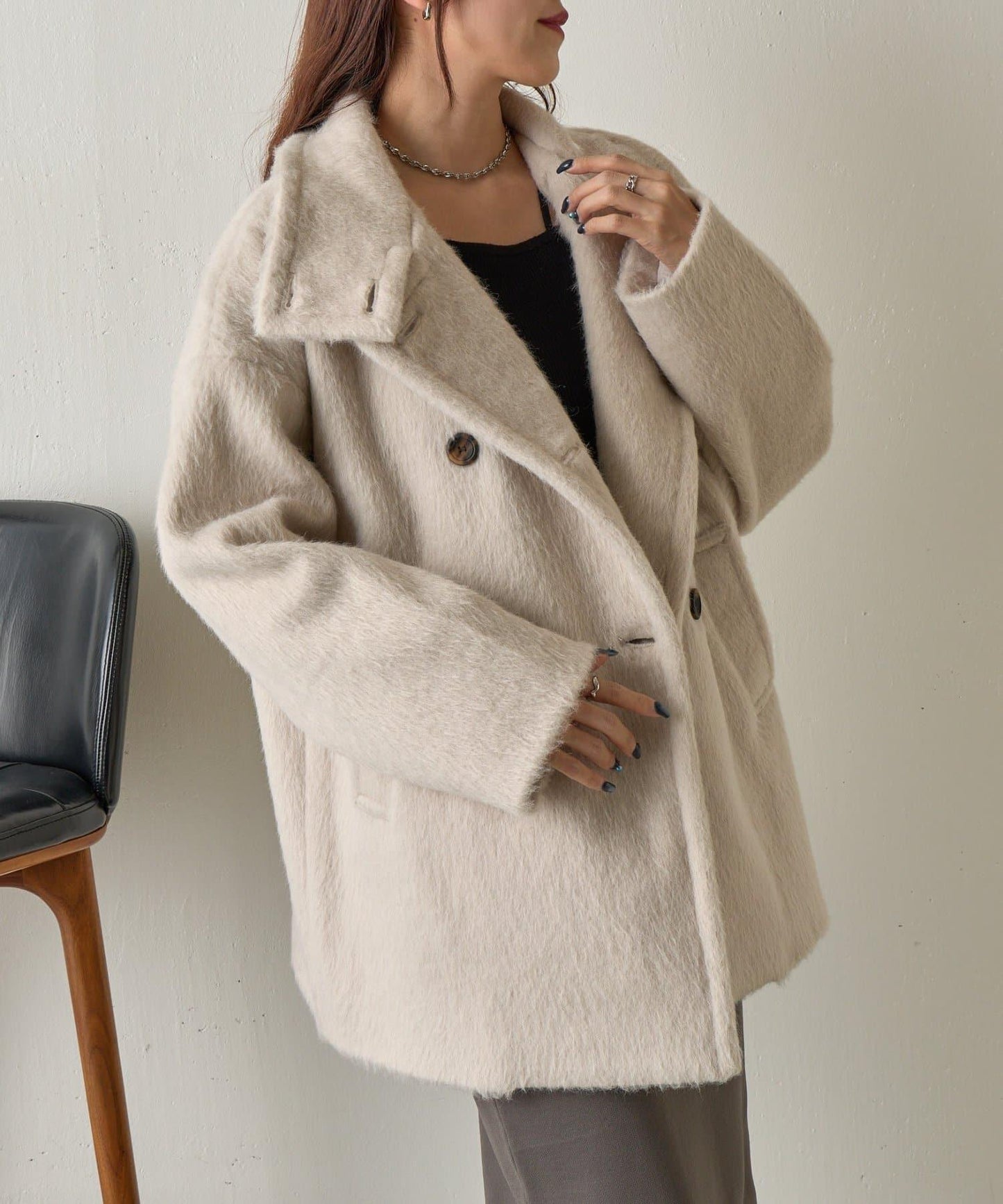 毛邊立領大衣