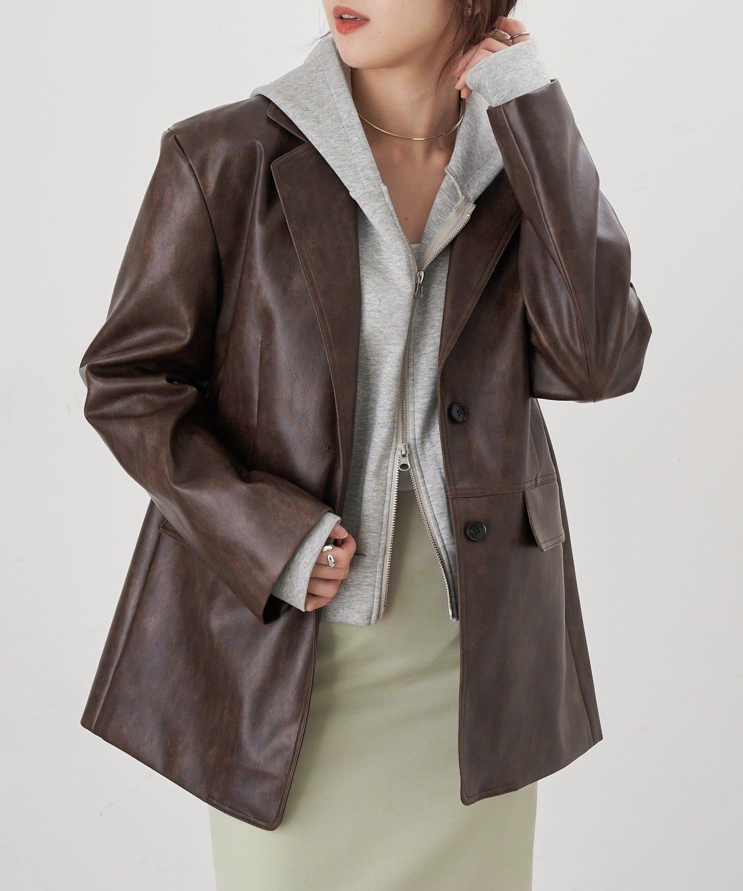 【26SS】皮革西裝外套