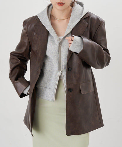 【26SS】皮革西裝外套