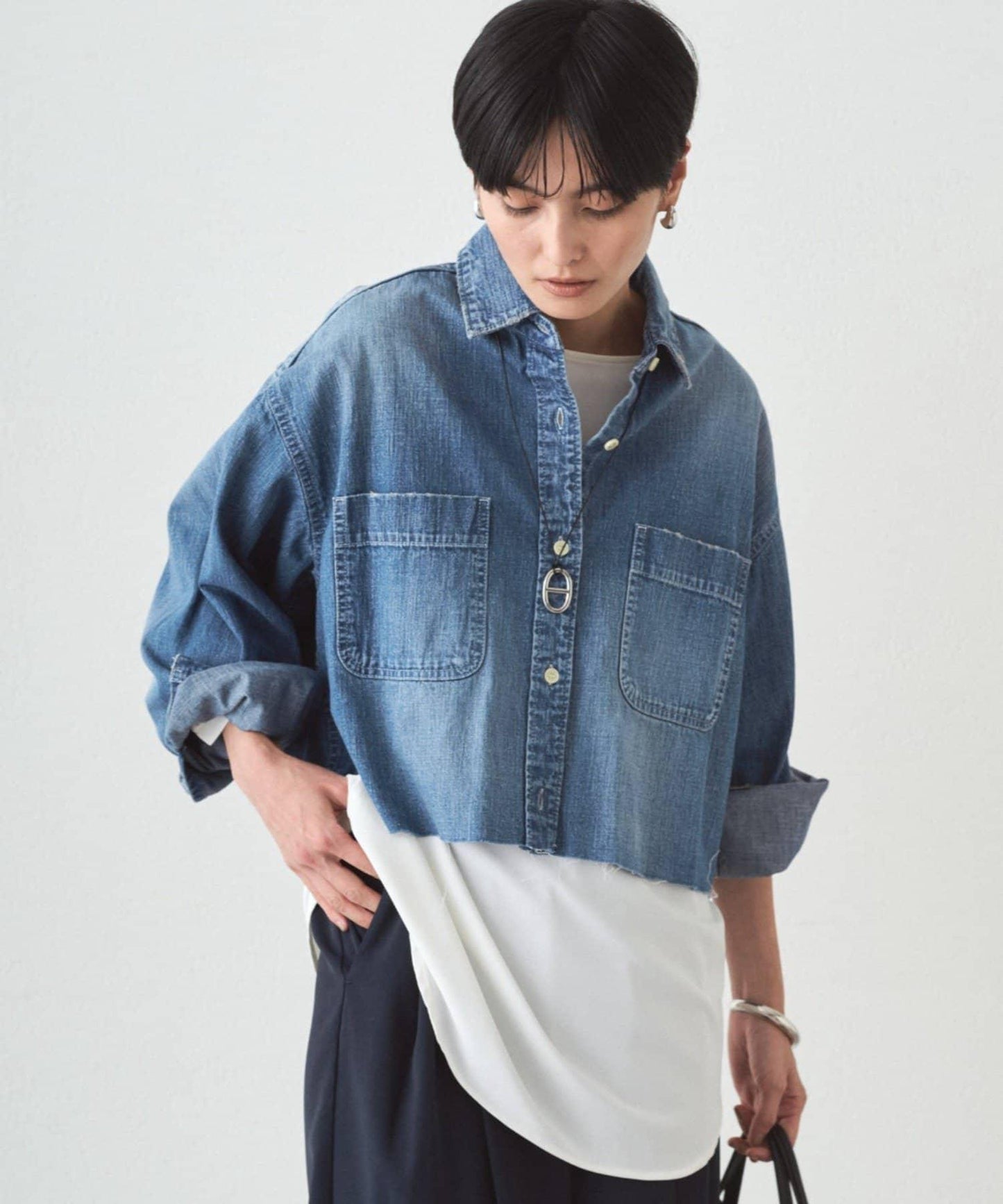 牛仔短款襯衫