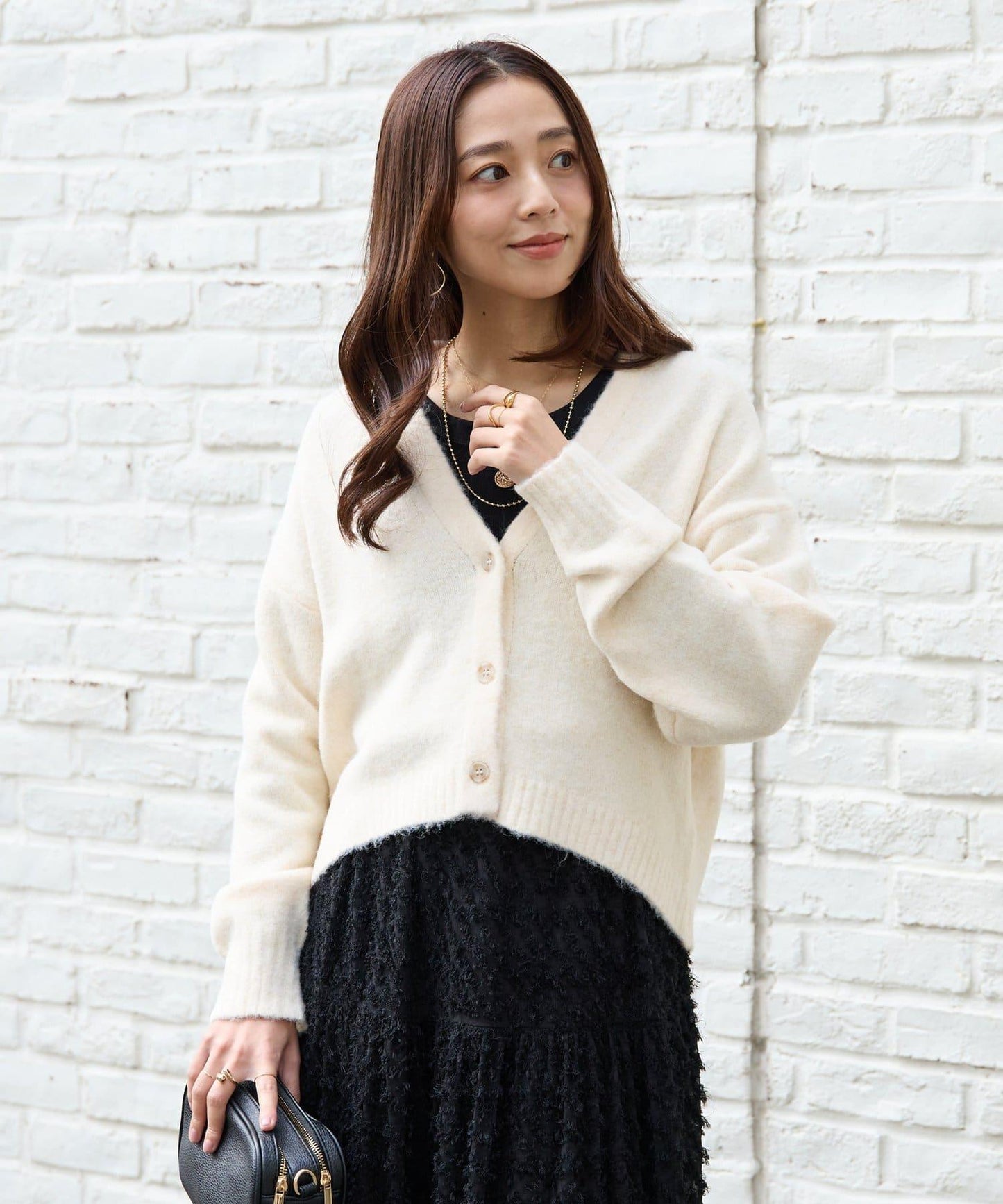 柔軟觸感狐狸絨V領開衫