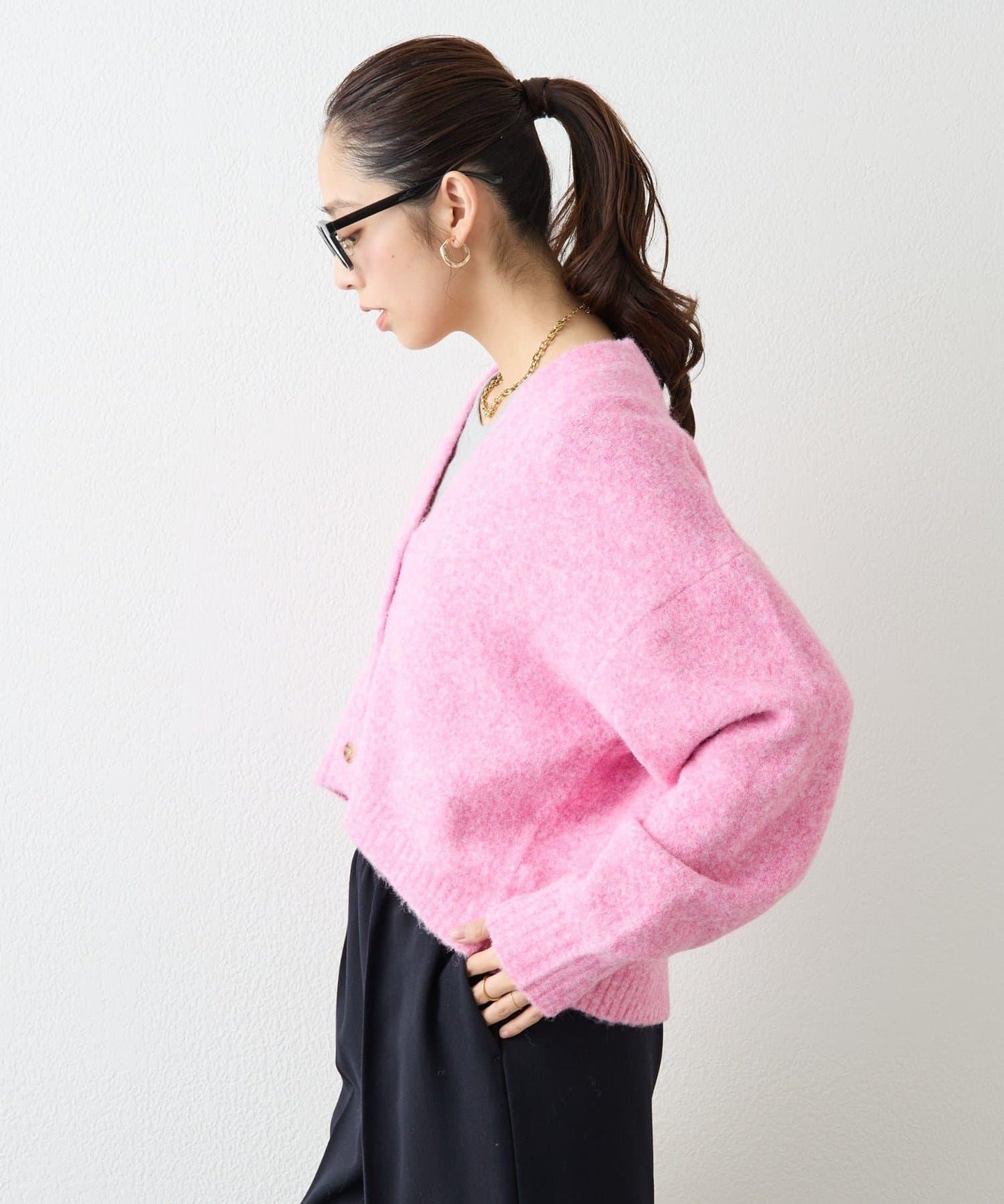 柔軟觸感狐狸絨V領開衫