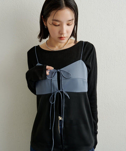 緞面蝴蝶結吊帶背心