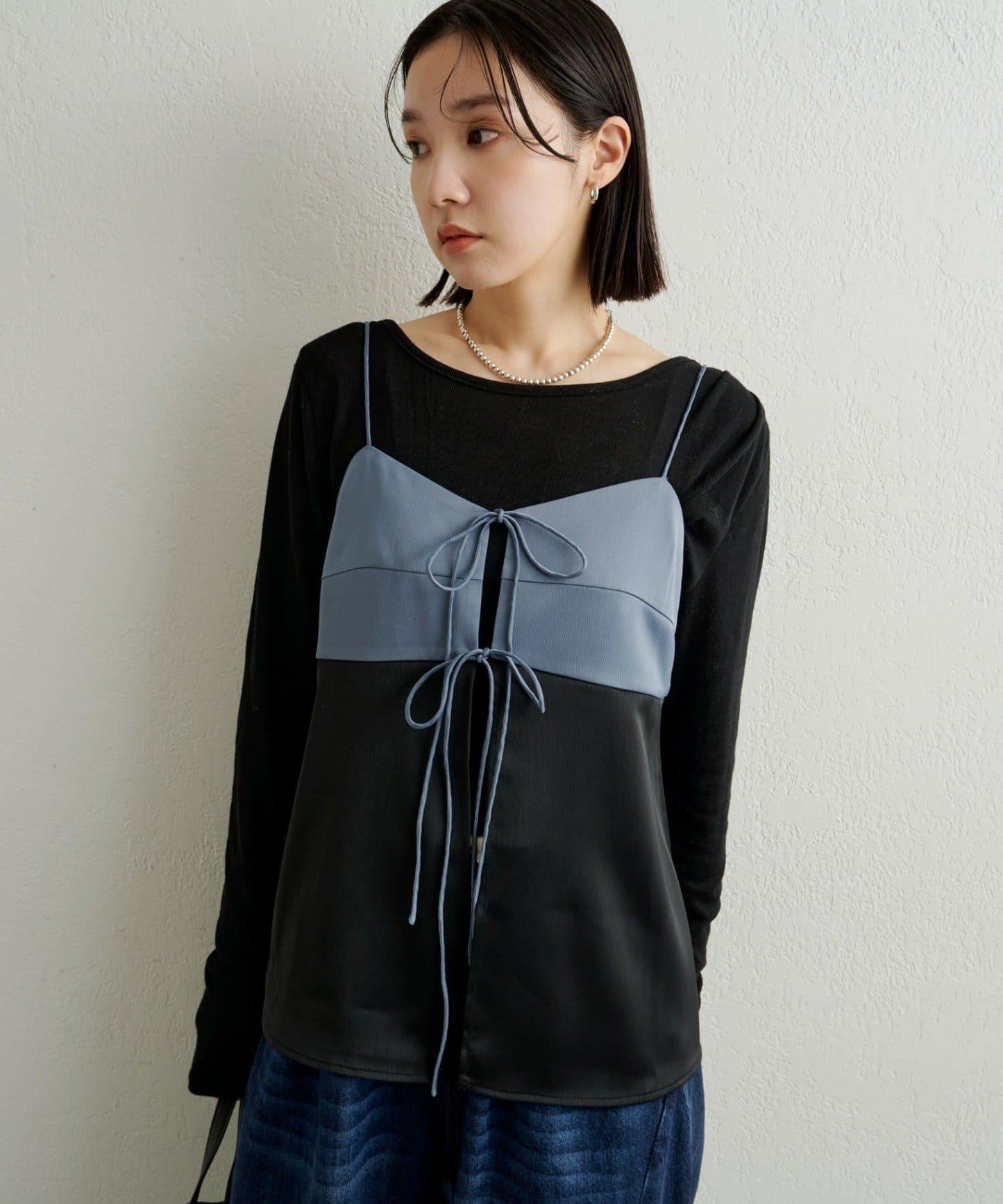 緞面蝴蝶結吊帶背心