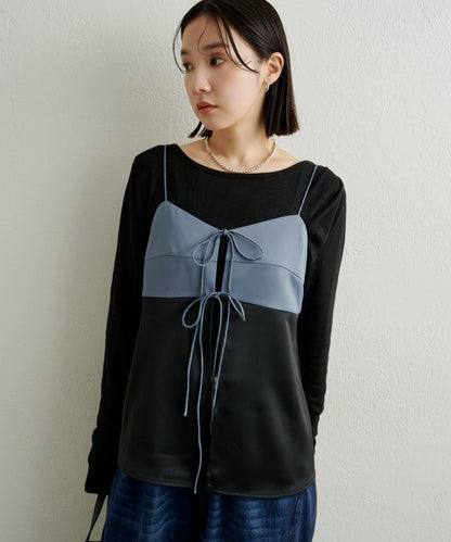 緞面蝴蝶結吊帶背心