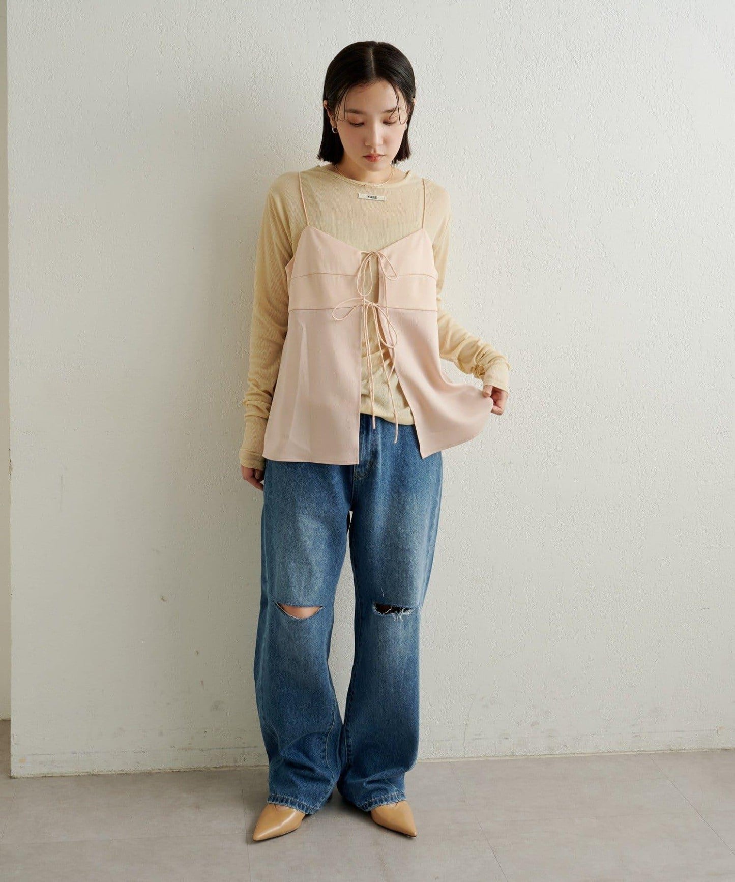 緞面蝴蝶結吊帶背心