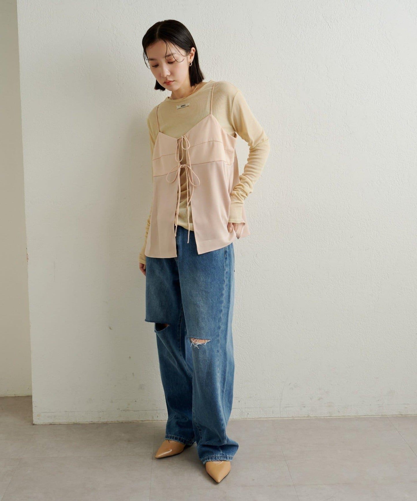 緞面蝴蝶結吊帶背心