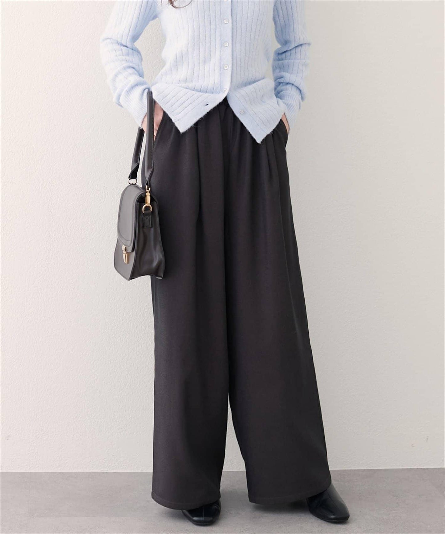 【natural couture】鬆緊腰寬腿褲