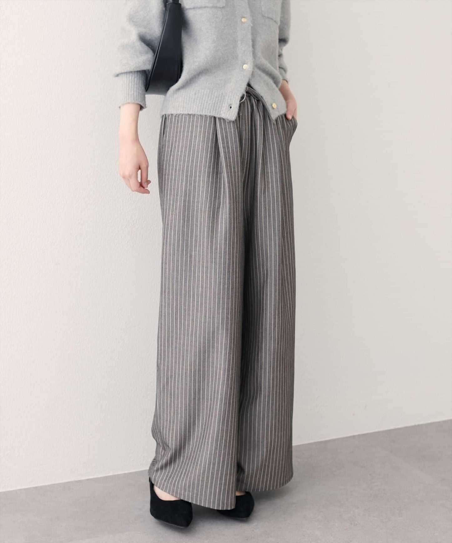 【natural couture】鬆緊腰寬腿褲