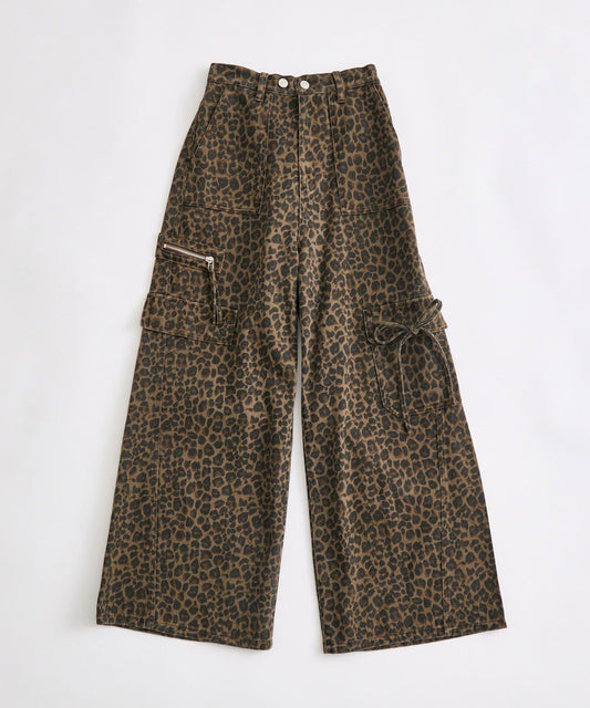 牛仔工裝寬腿褲