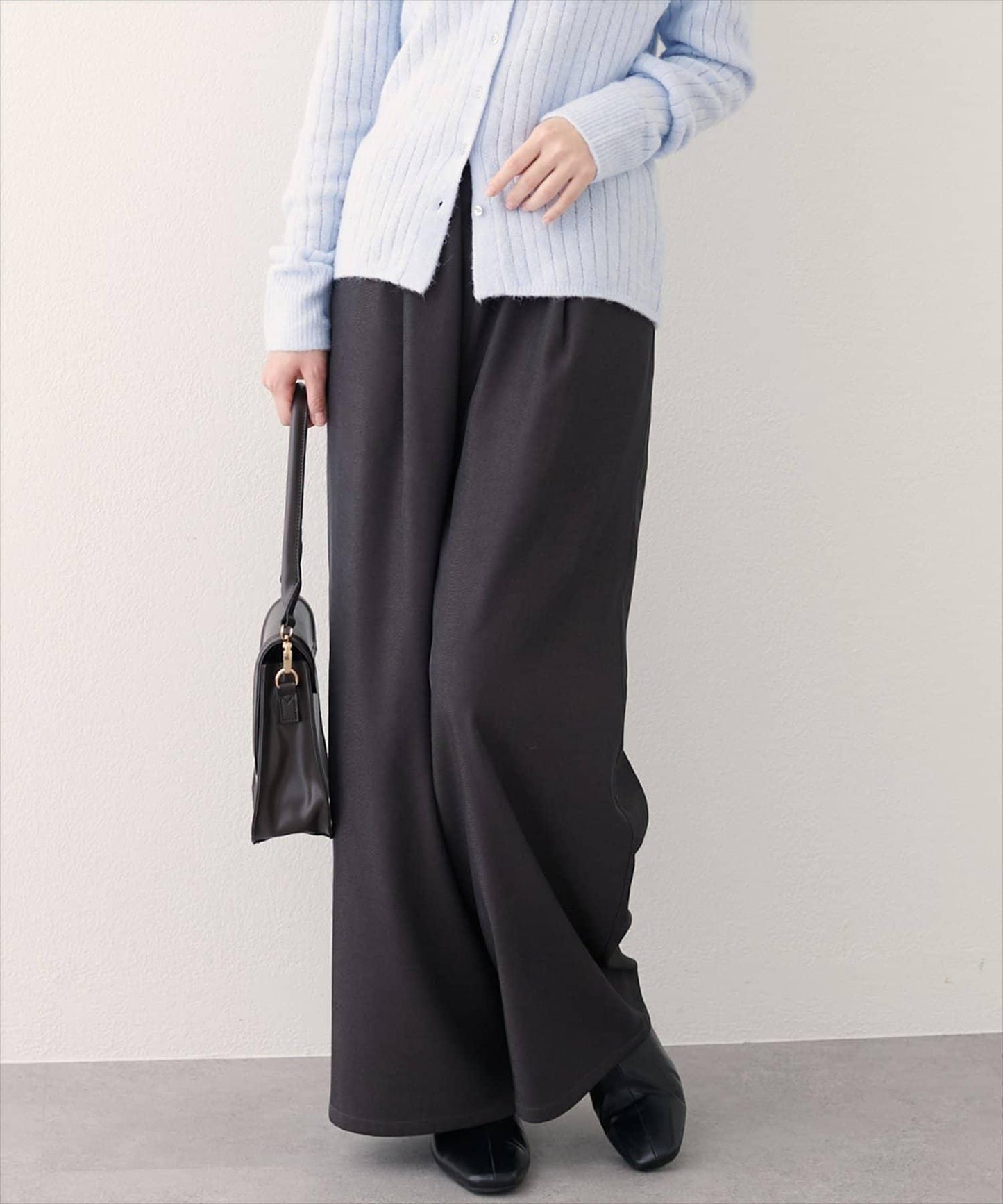 【natural couture】鬆緊腰寬腿褲