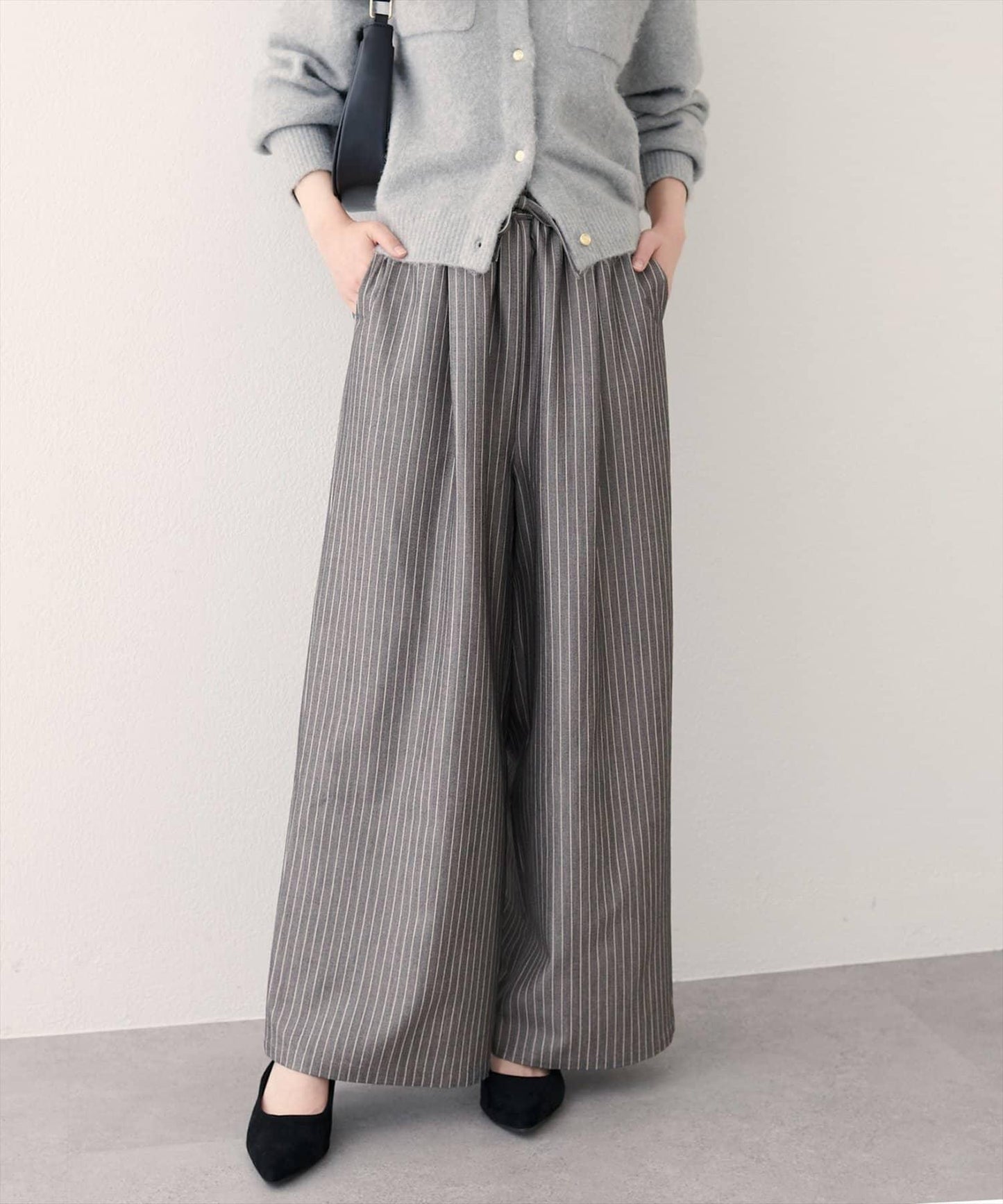 【natural couture】鬆緊腰寬腿褲