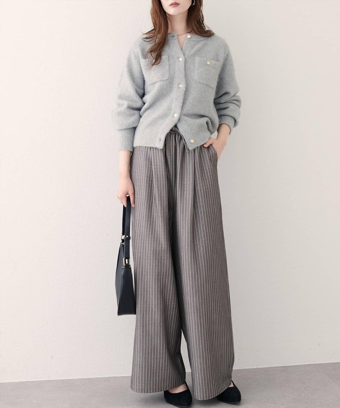 【natural couture】鬆緊腰寬腿褲