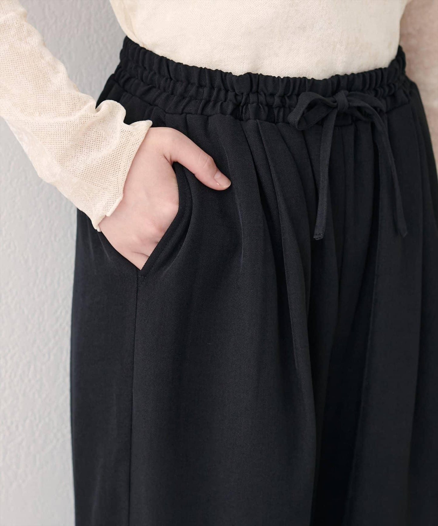 【natural couture】鬆緊腰寬腿褲