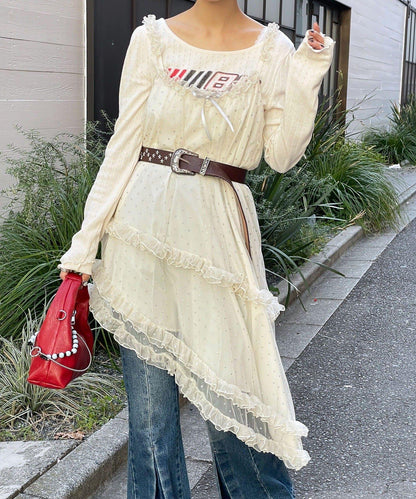 亮片波點網紗吊帶連衣裙