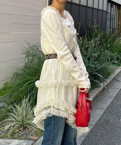 亮片波點網紗吊帶連衣裙