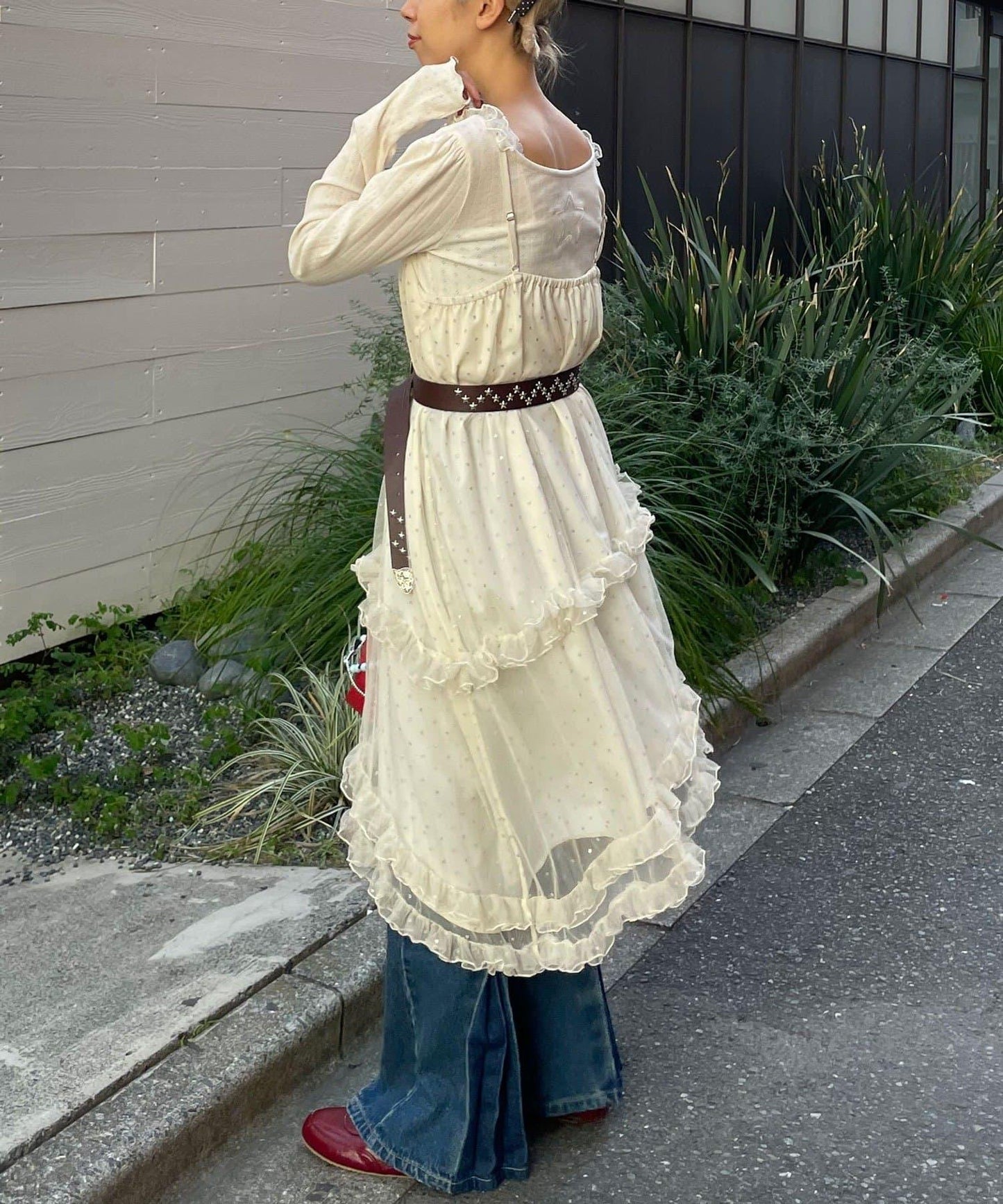 亮片波點網紗吊帶連衣裙