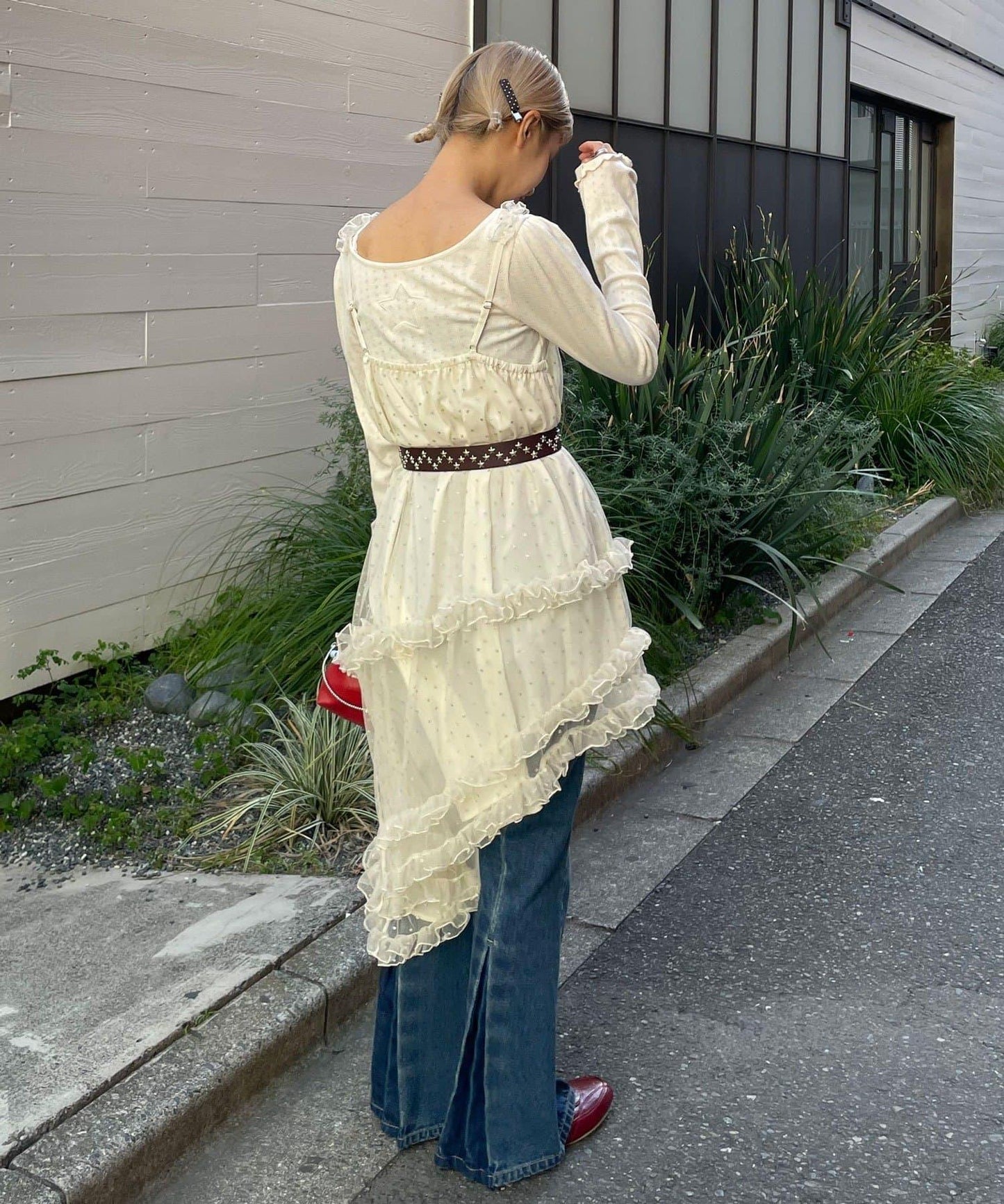 亮片波點網紗吊帶連衣裙