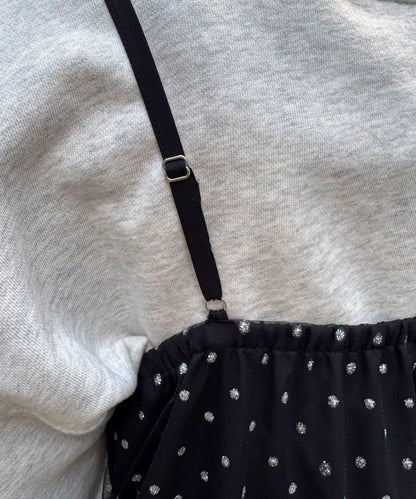 亮片波點網紗吊帶連衣裙