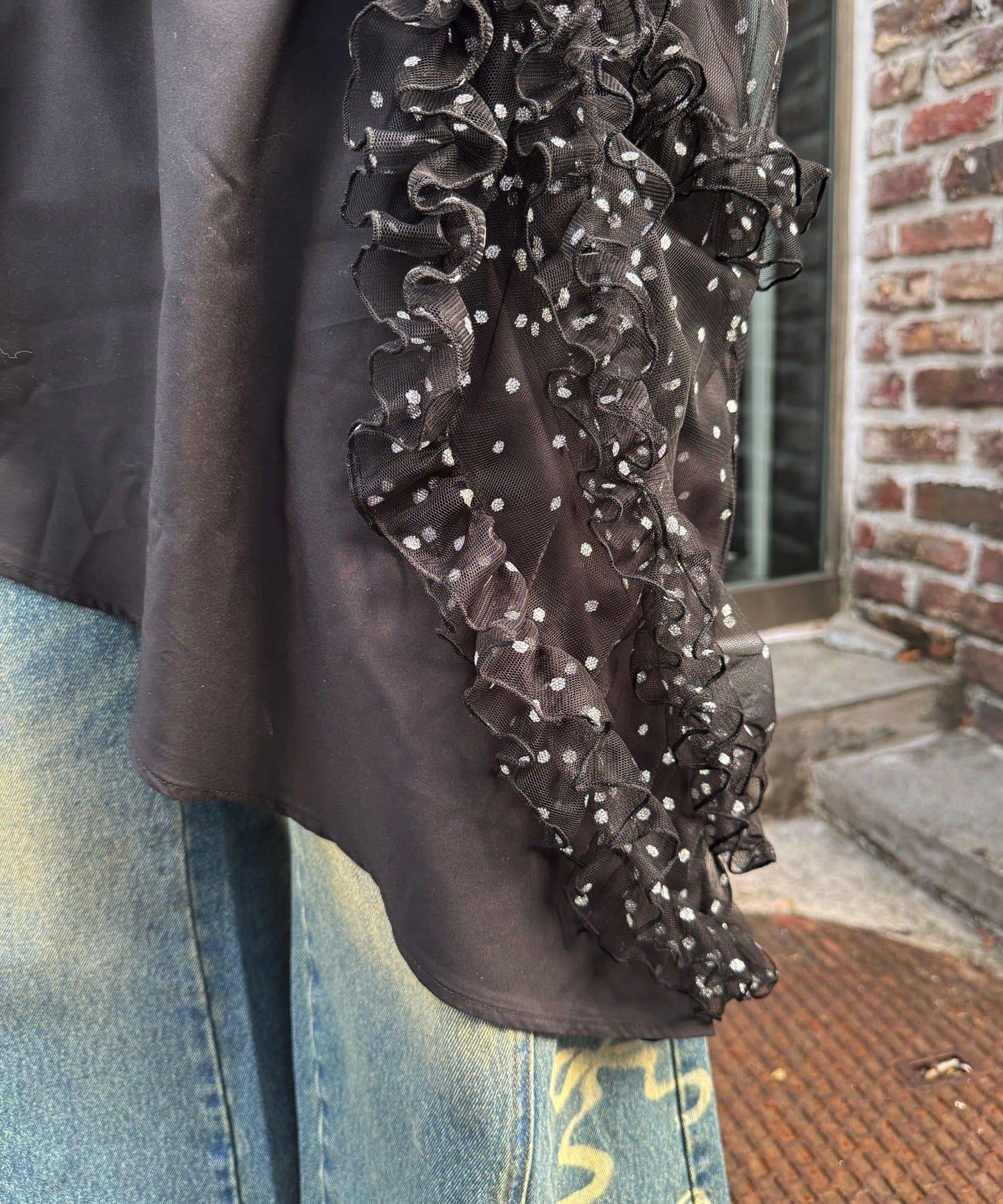 亮片波點網紗吊帶連衣裙