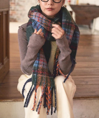 圈圈紗格紋圍巾