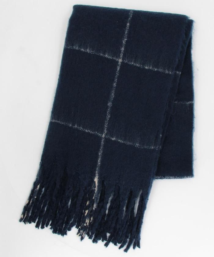 窗格格紋加厚圍巾