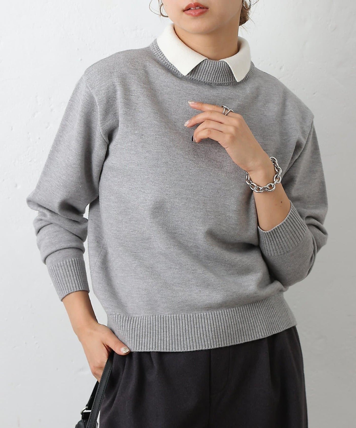 拼色針織套頭衫