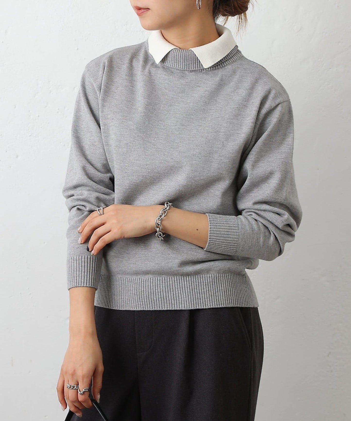 拼色針織套頭衫