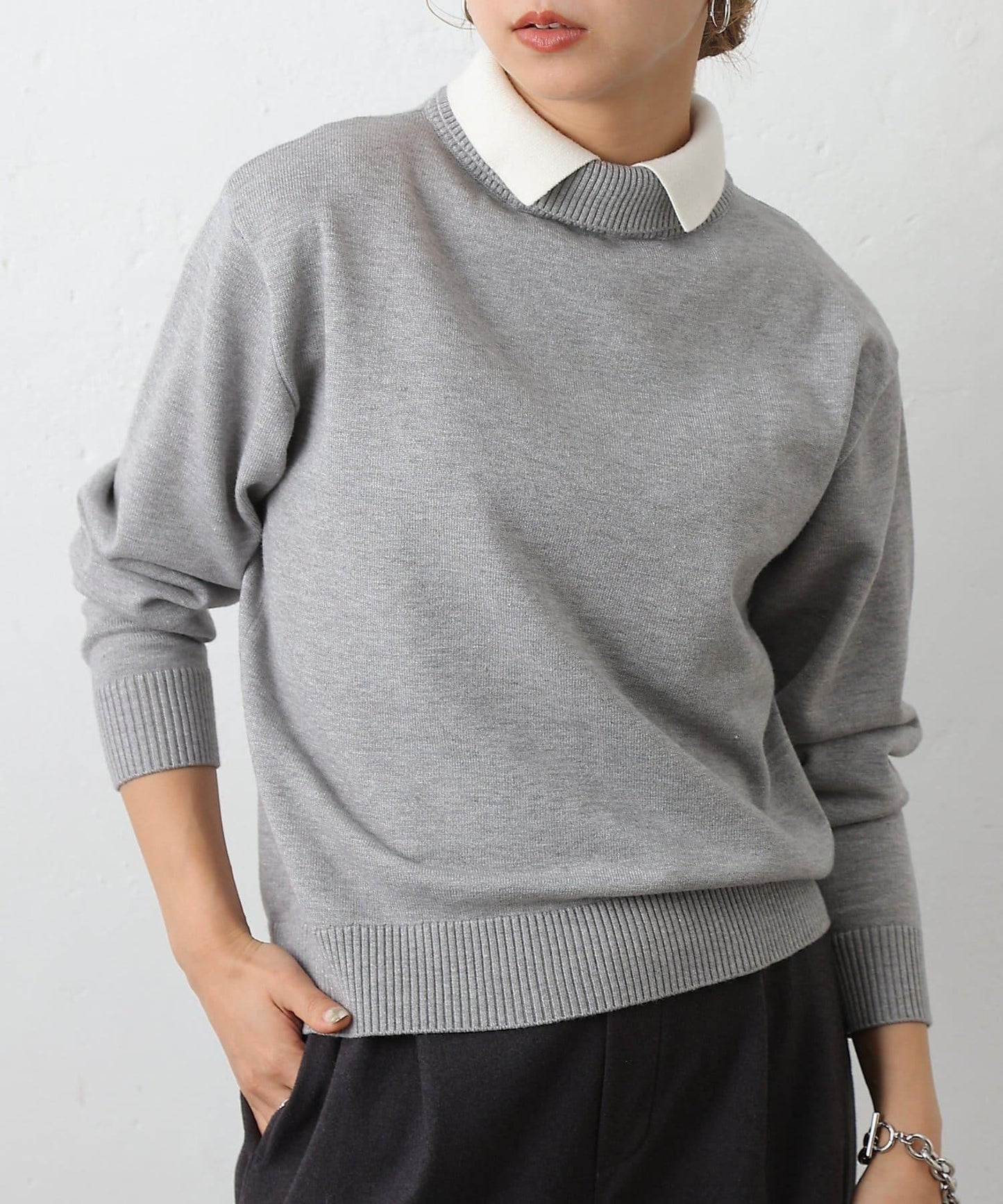 拼色針織套頭衫