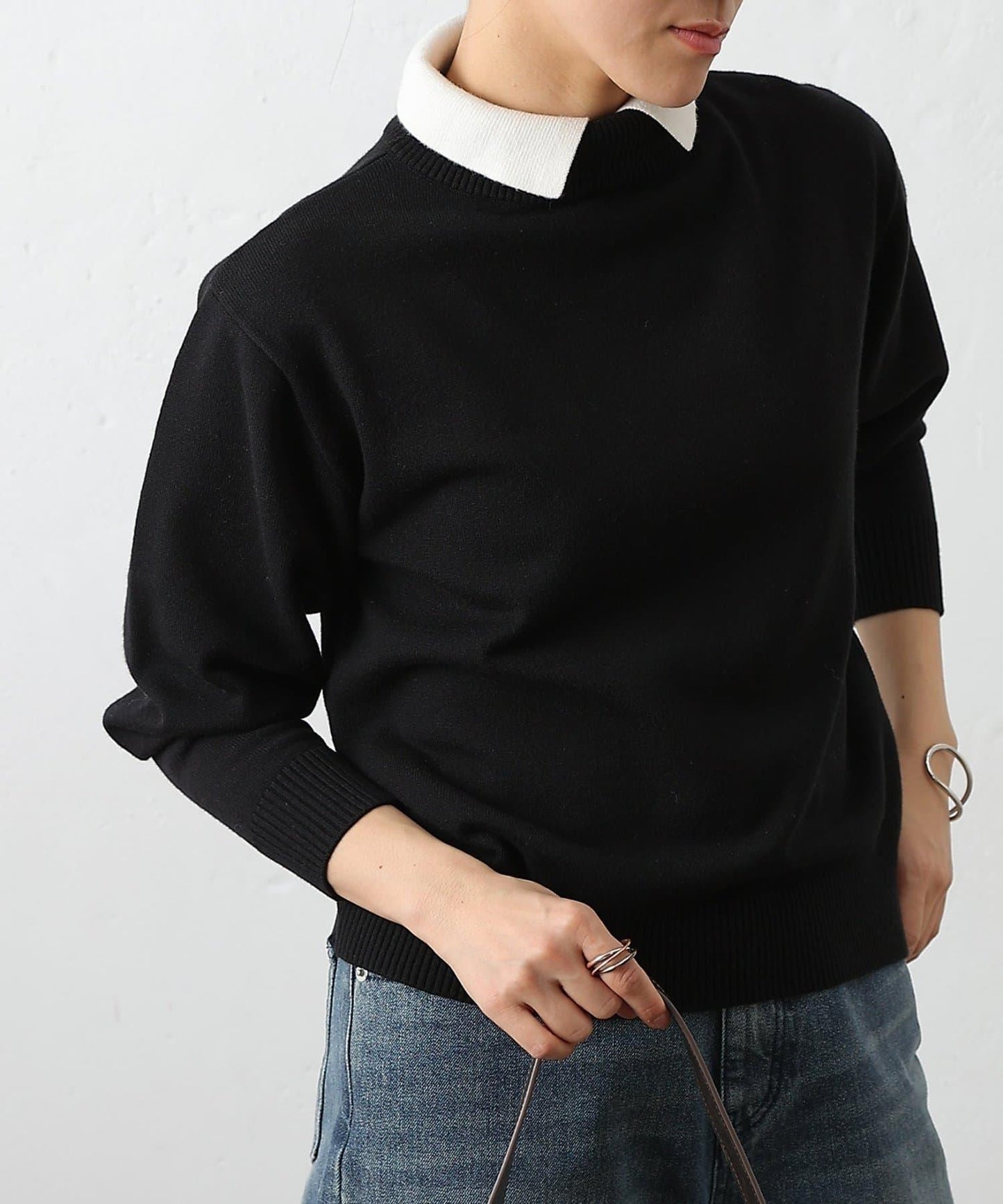 拼色針織套頭衫