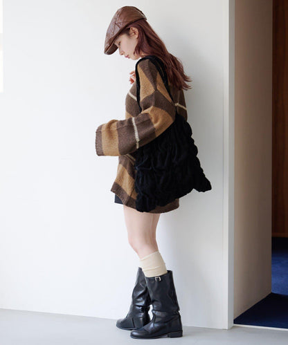 【純色&條紋/前後兩穿】繫帶寬鬆針織衫