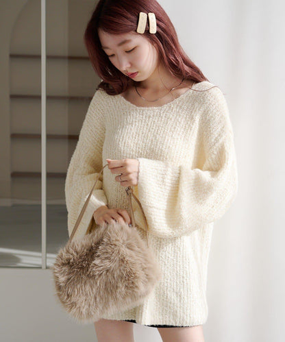 【純色&條紋/前後兩穿】繫帶寬鬆針織衫