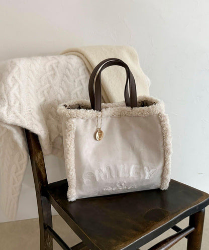 SMILEY環保仿毛絨托特包
