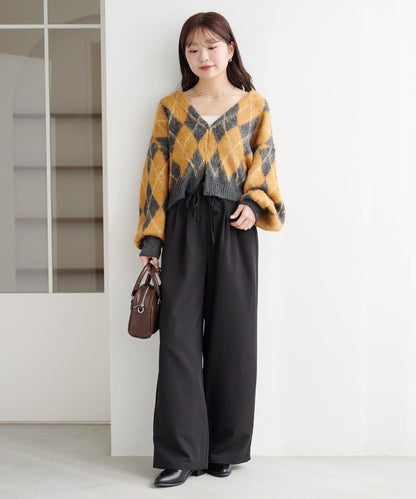 菱格絨面針織開衫