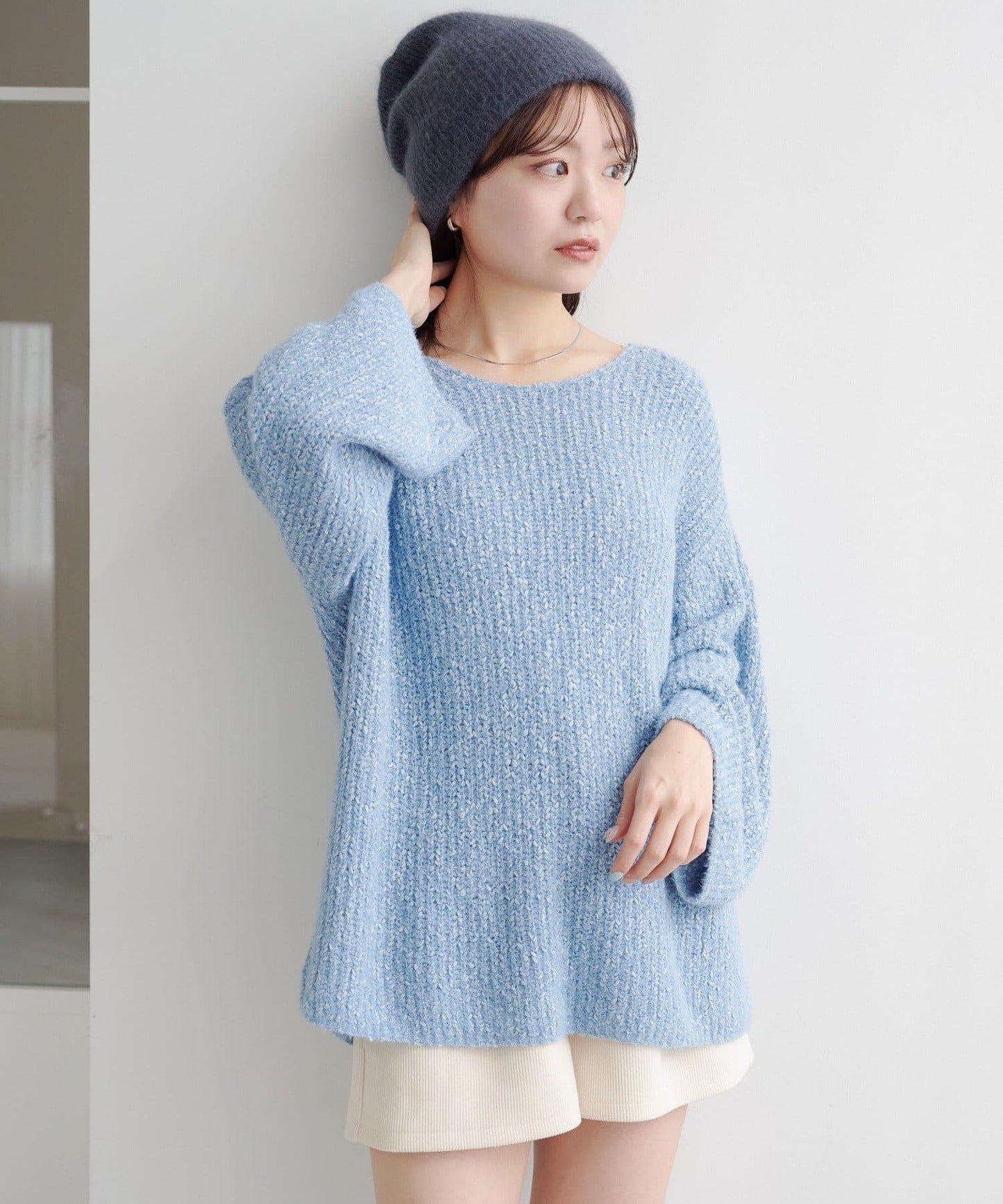 【純色&條紋/前後兩穿】繫帶寬鬆針織衫