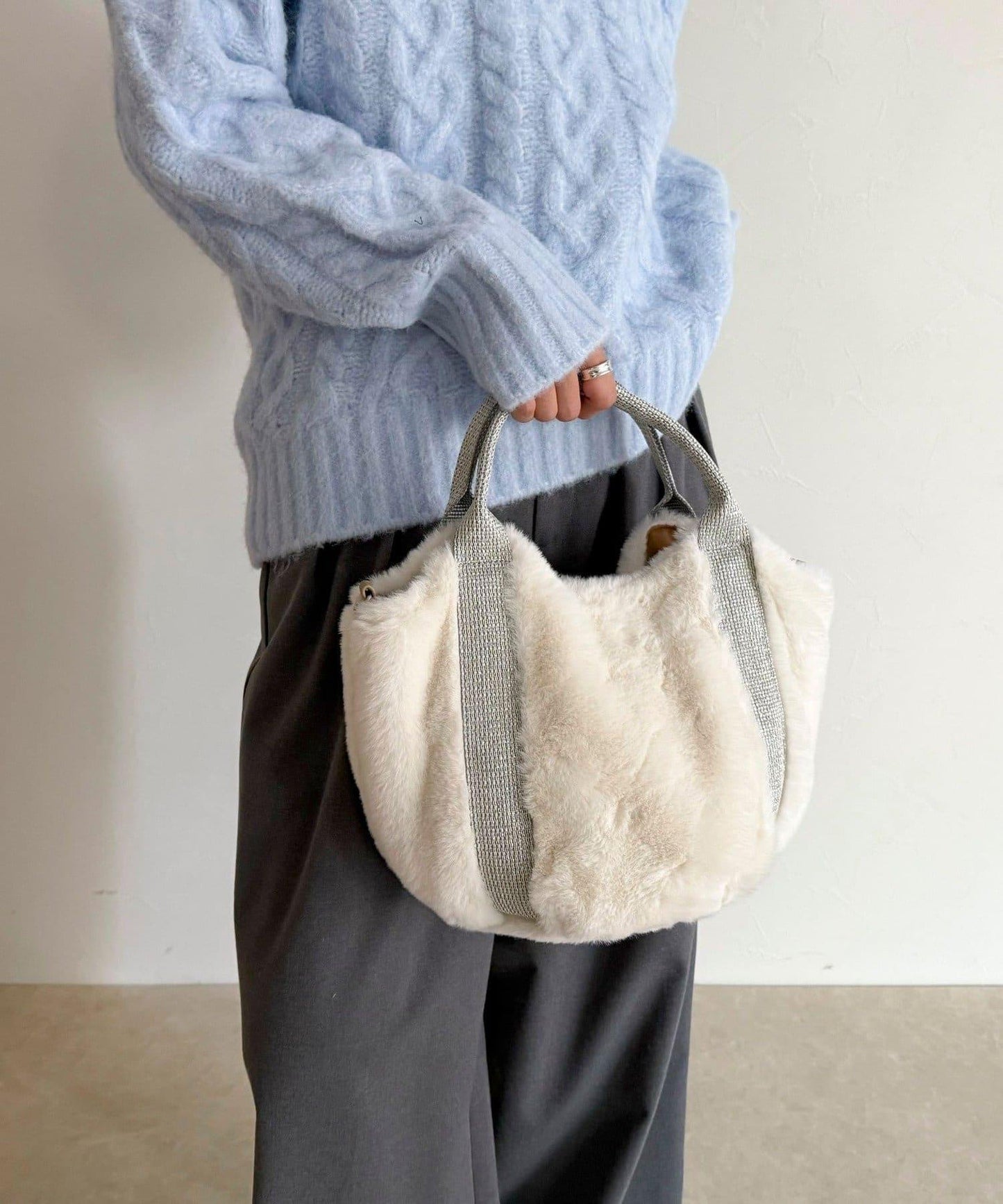 亮片裝飾雙用環保毛絨托特包