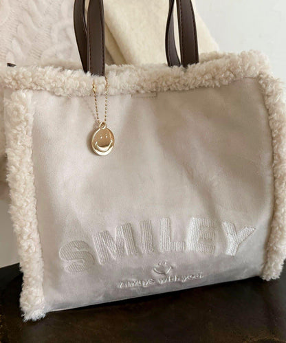 SMILEY環保仿毛絨托特包