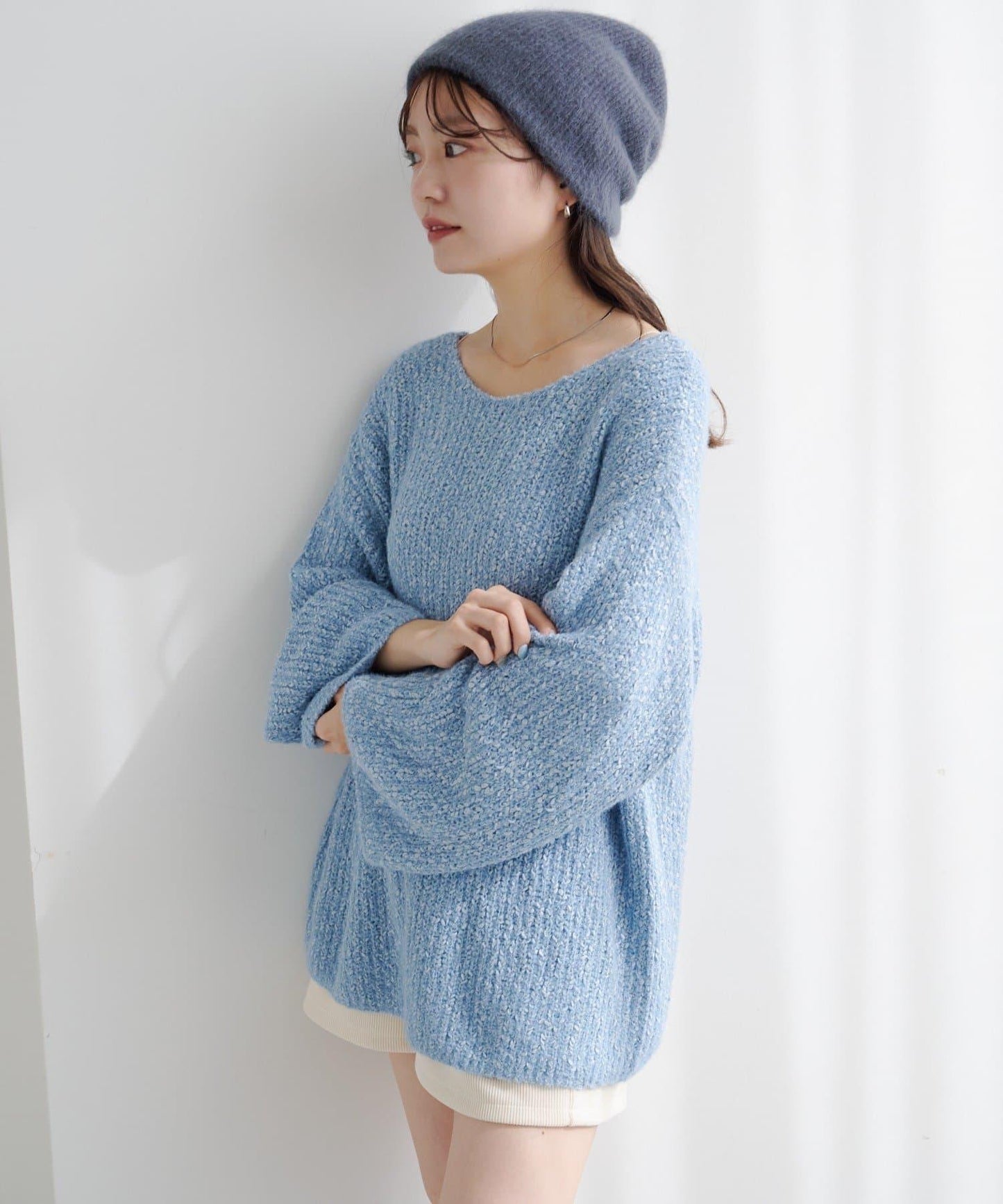 【純色&條紋/前後兩穿】繫帶寬鬆針織衫